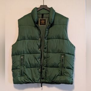 Old Navy Puffer Vest Forest Green Quilted Zip Snap XL Sleeveless Cold Casual